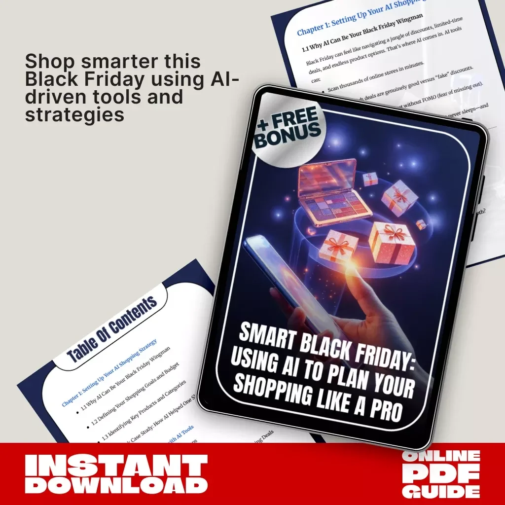 Smart Black Friday: Using AI to Plan Your Shopping Like a Pro | Digital Guide for Savvy Shoppers | Learn ai strategies to plan your black friday shopping | Instant Download eBook for Smarter Holiday Savings