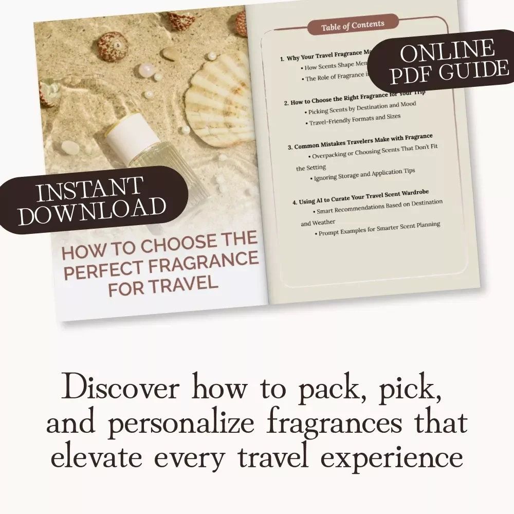 How to Choose the Perfect Fragrance for Travel | Digital Guide for Scent Lovers, Wanderlusters & Perfume Enthusiasts | Learn how to choose a fragrance for travel and curate your ideal scent wardrobe with AI-powered tips