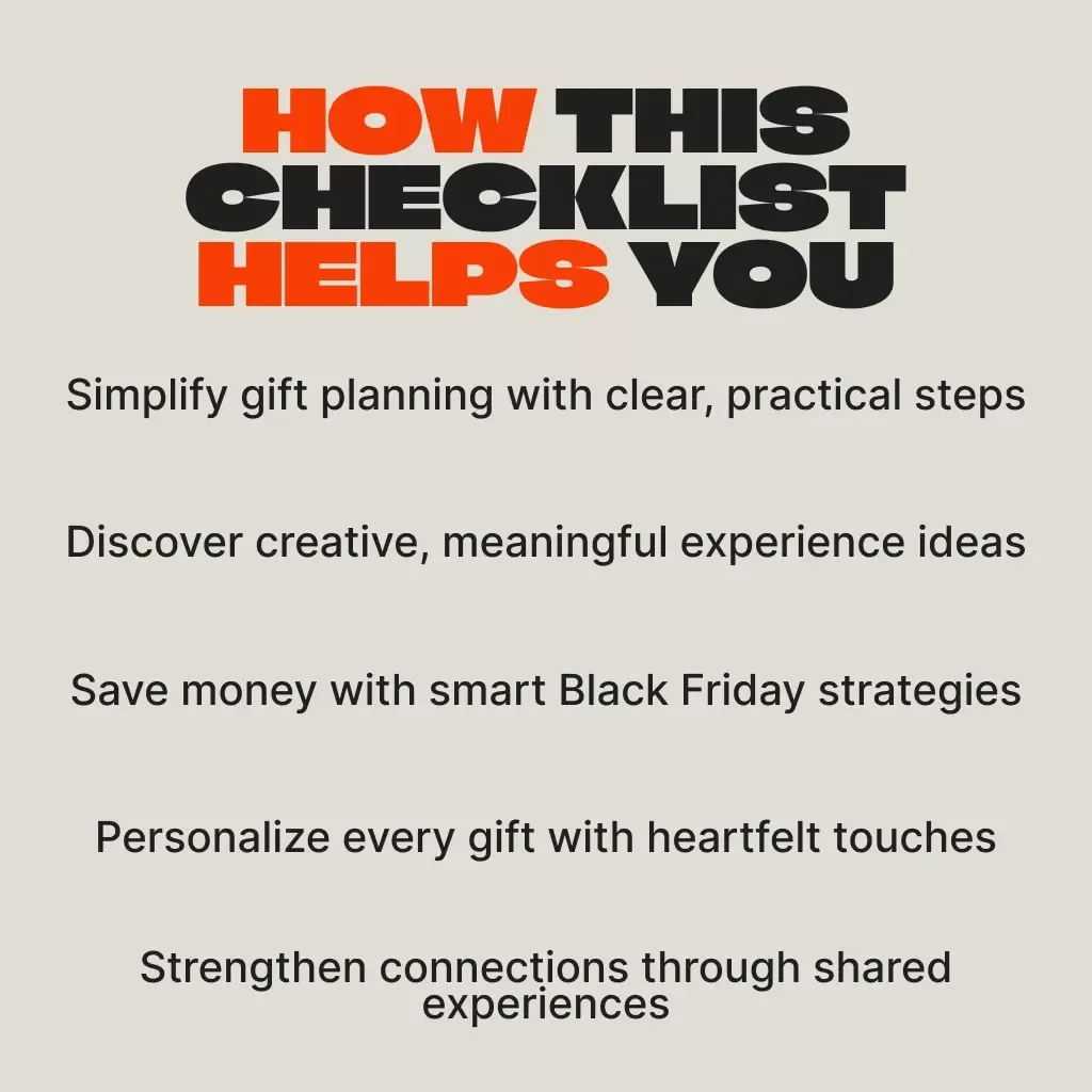 Gift Memories, Not Stuff | Digital Guide for Meaningful Experience Gifts | Black Friday Experience Gift Planner | Printable eBook for Thoughtful Gifting
