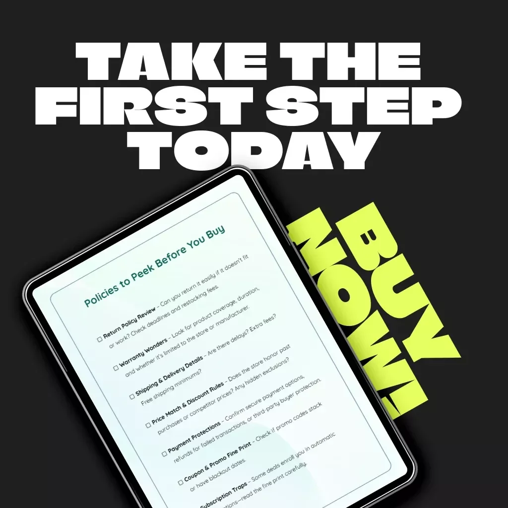 Policies to Peek Before You Buy | Printable Shopping Checklist | Digital Download | what policies to check before buying Guide