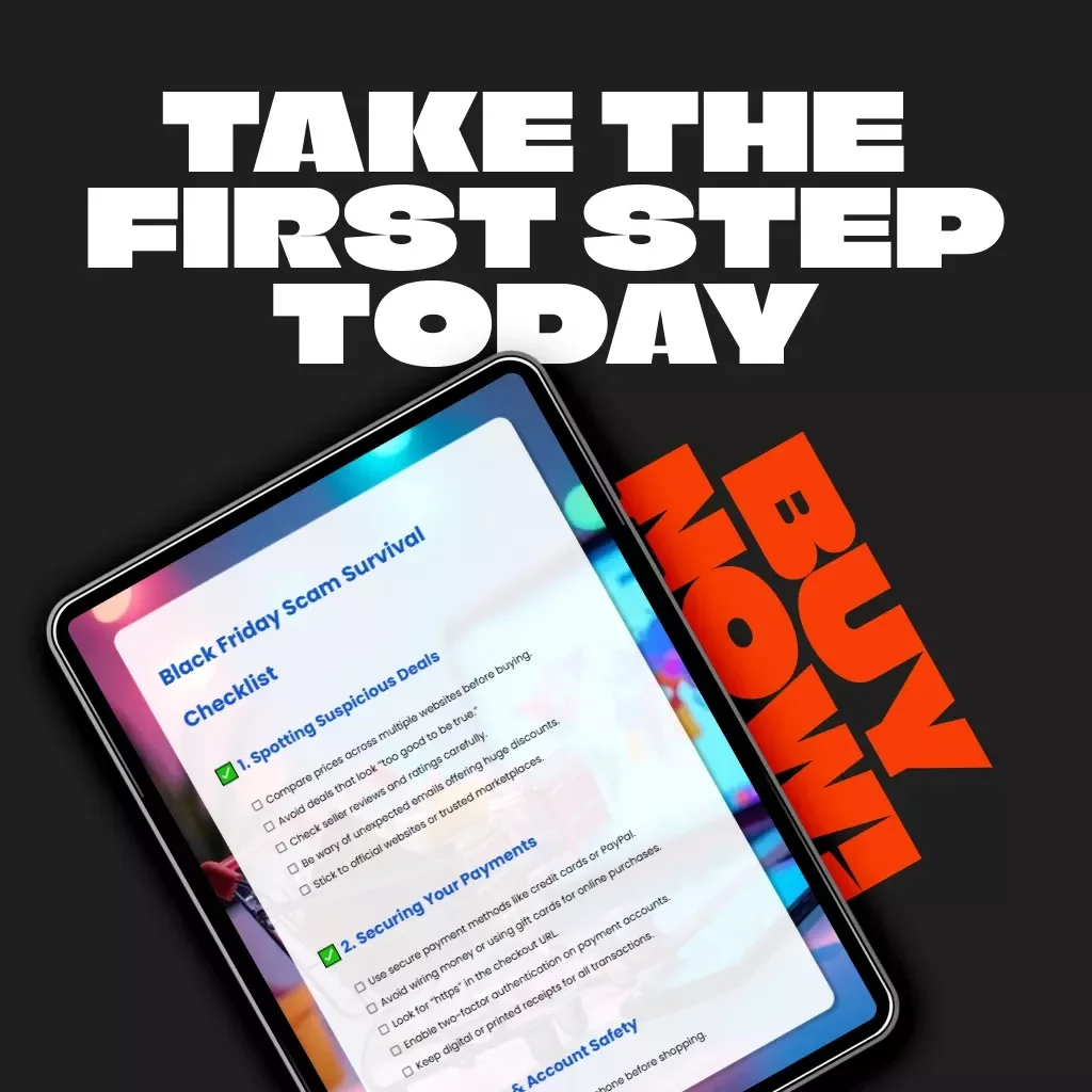 Black Friday Scam Survival Checklist | Digital Download Guide on How to Avoid Black Friday Scams | Online Shopping Safety, Secure Payments & Phishing Protection