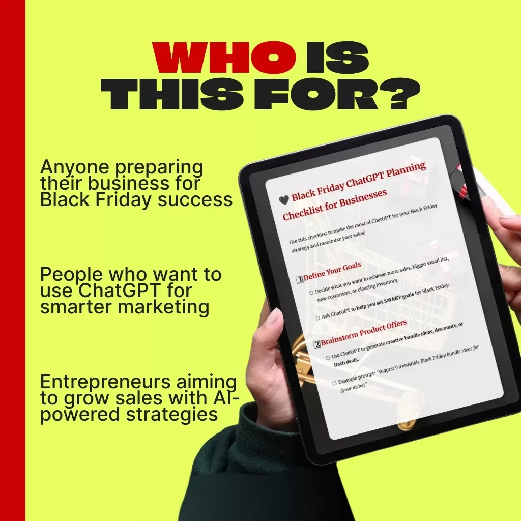 Black Friday ChatGPT Planning Checklist for Businesses | Digital Download Guide for Marketing Strategy, eCommerce Growth & Sales Optimization