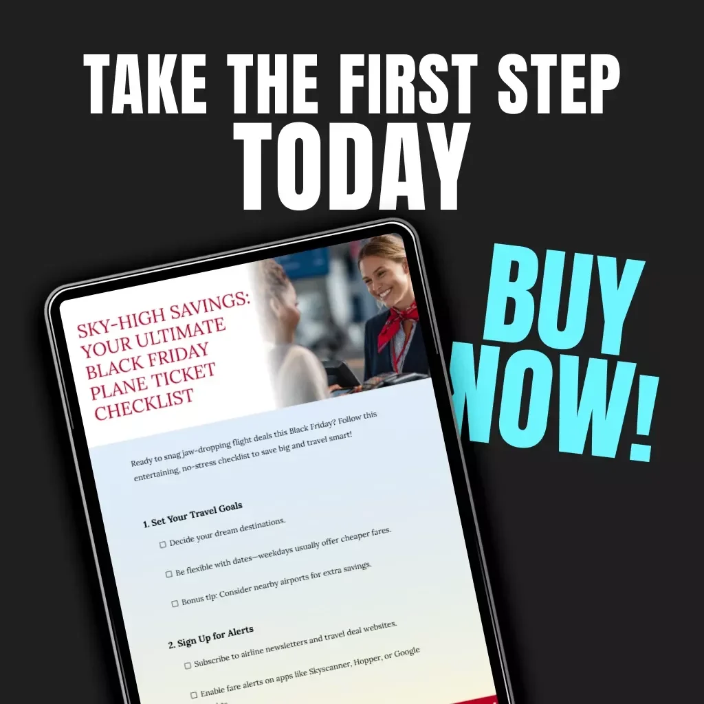 Sky-High Savings: Your Ultimate Black Friday Plane Ticket Checklist | Digital Travel Guide | How to Find Black Friday Deals on Plane Tickets | Printable & Downloadable Travel Planner