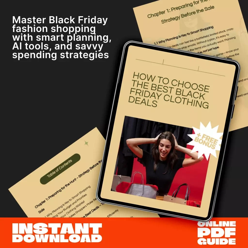 How to Choose the Best Black Friday Clothing Deals | Smart Shopping Guide for Fashion Lovers, Bargain Hunters & Savvy Shoppers | Digital Download eBook for Black Friday Savings