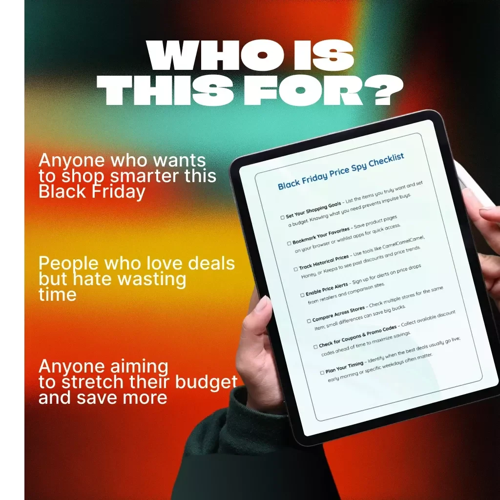 Black Friday Price Spy Checklist | Digital Download | How to Track Prices Ahead of Black Friday | Smart Shopping Planner & Budget Guide