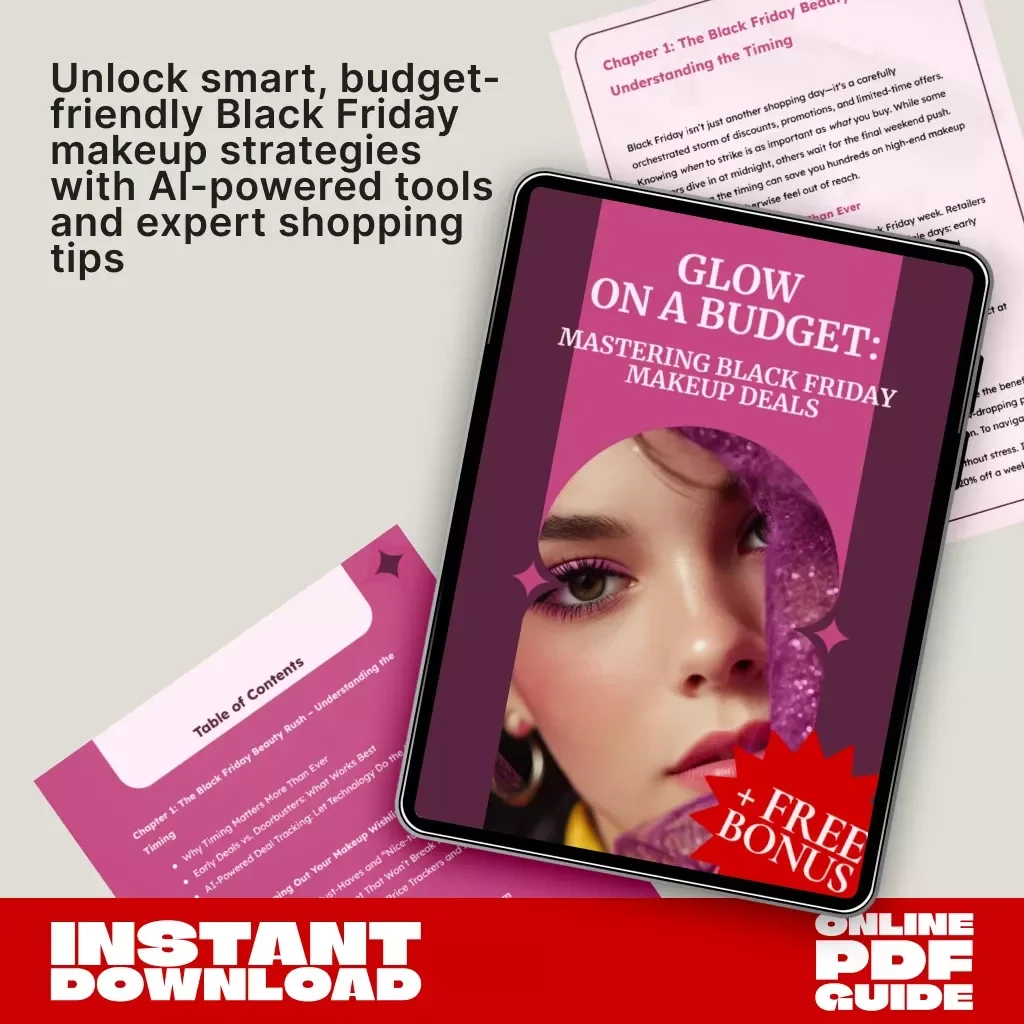 Glow on a Budget: Mastering Black Friday Makeup Deals | Ultimate Beauty Savings Guide | Learn when to buy makeup during Black Friday for the best discounts | Digital Download eBook for Smart Shoppers