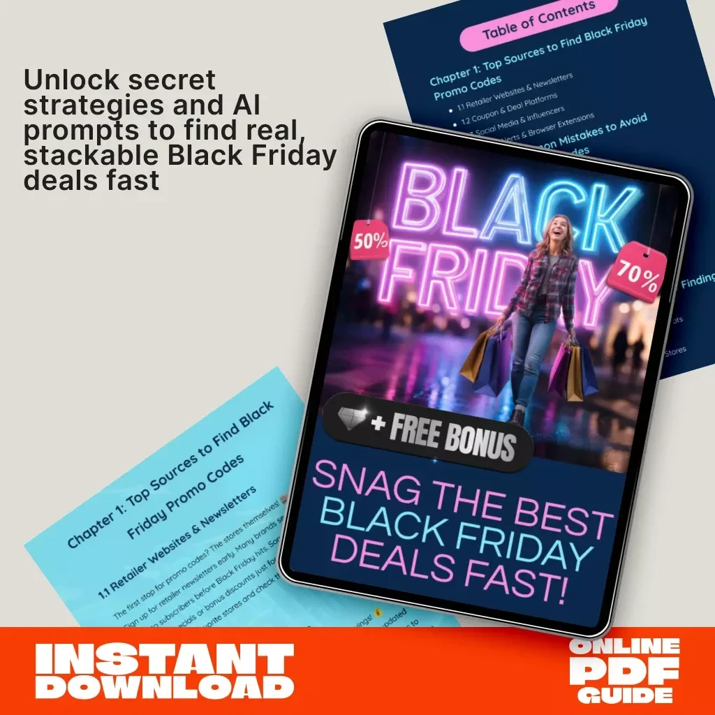 Snag the Best Black Friday Deals Fast! | Ultimate Digital Guide, eBook & Checklist for Finding Black Friday Promo Codes, Coupon Secrets & AI Deal Hacks