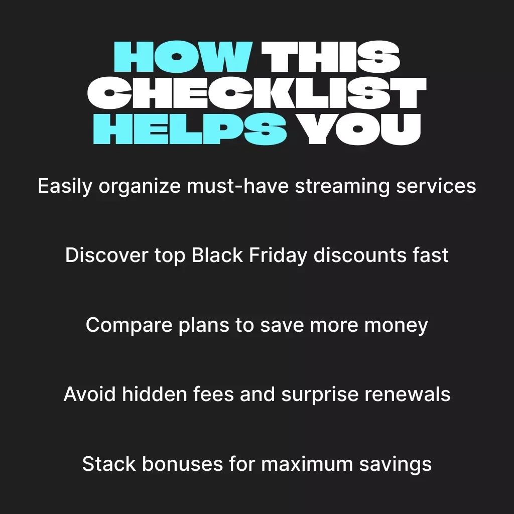 Stream & Save: Your Ultimate Black Friday Streaming Deals Checklist | Digital Download | How to Find Black Friday Deals on Streaming Services | Printable & Easy-to-Use Savings Guide