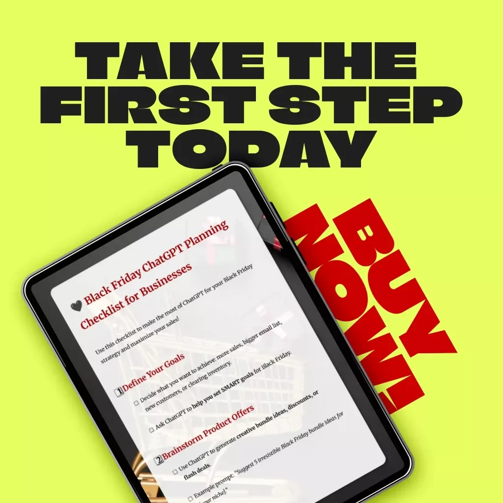 Black Friday ChatGPT Planning Checklist for Businesses | Digital Download Guide for Marketing Strategy, eCommerce Growth & Sales Optimization