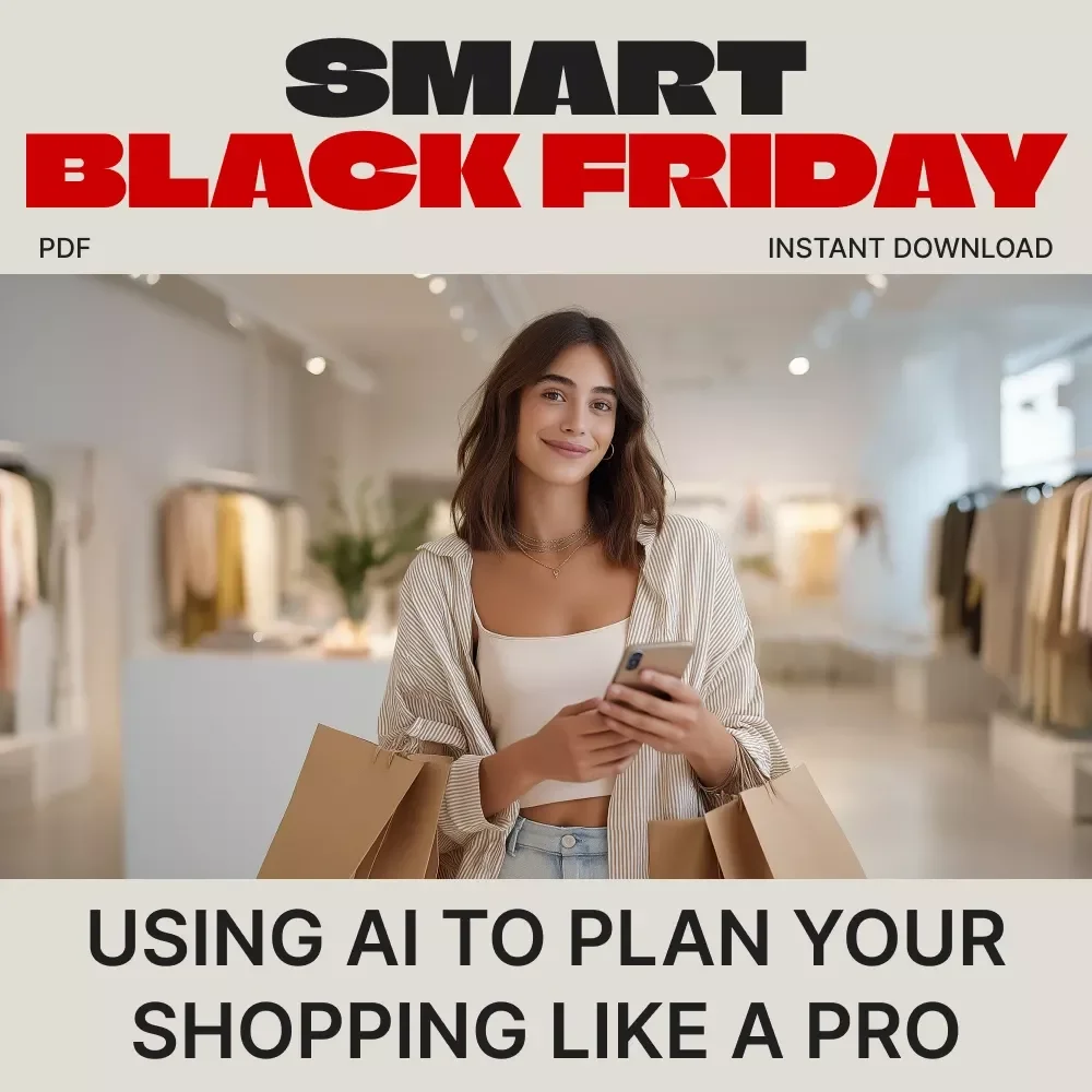 Smart Black Friday: Using AI to Plan Your Shopping Like a Pro | Digital Guide for Savvy Shoppers | Learn ai strategies to plan your black friday shopping | Instant Download eBook for Smarter Holiday Savings