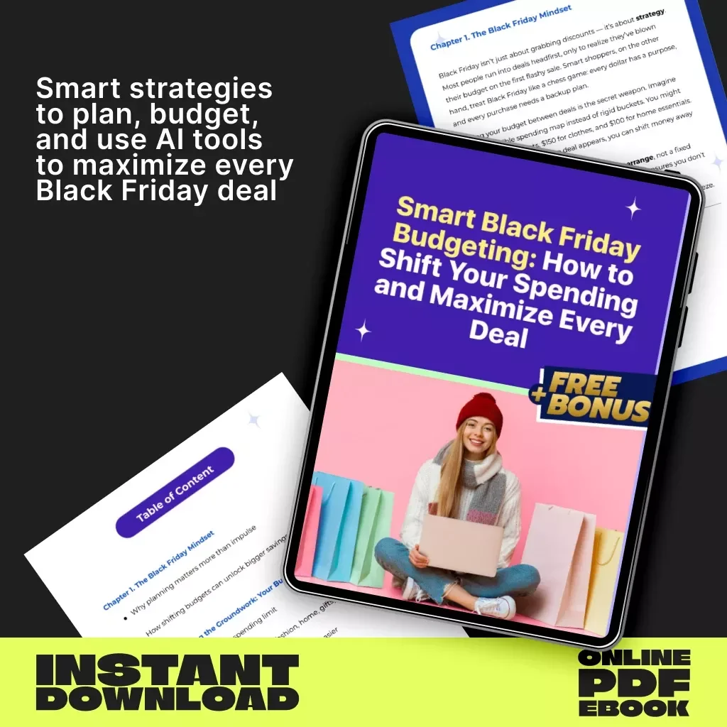 Smart Black Friday Budgeting: How to Shift Your Spending and Maximize Every Deal | Digital eBook for Smarter Shopping, Savings Strategy & AI Budget Tips | Printable Black Friday Budget Planner & Guide
