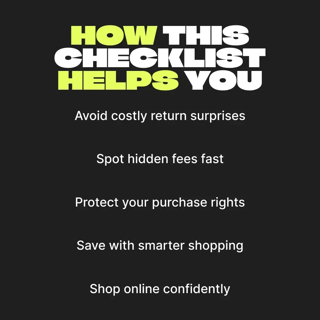 Policies to Peek Before You Buy | Printable Shopping Checklist | Digital Download | what policies to check before buying Guide
