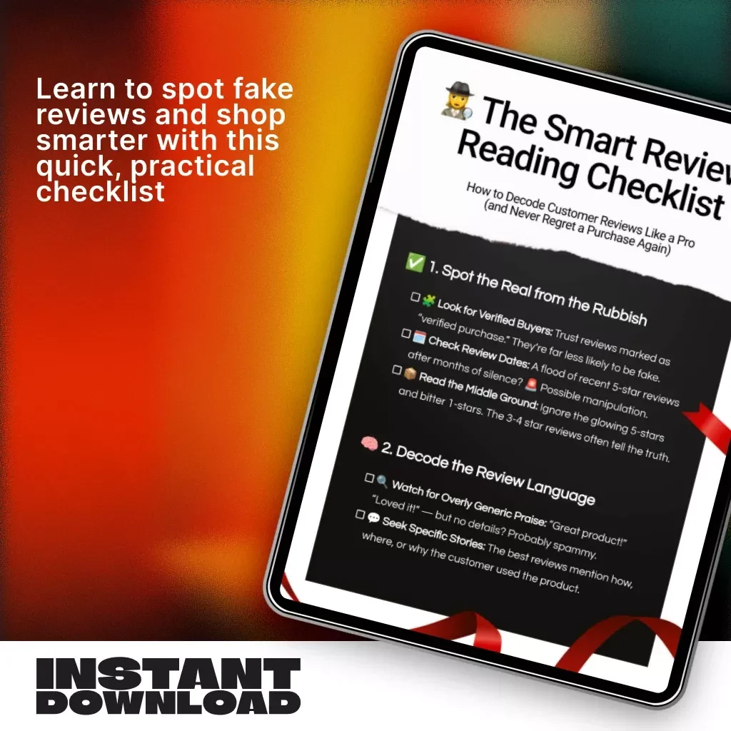 The Smart Review-Reading Checklist | Digital Download Guide for Smarter Online Shopping, Fake Review Detection, and Honest Product Insights | Printable eBook & Buyer’s Companion