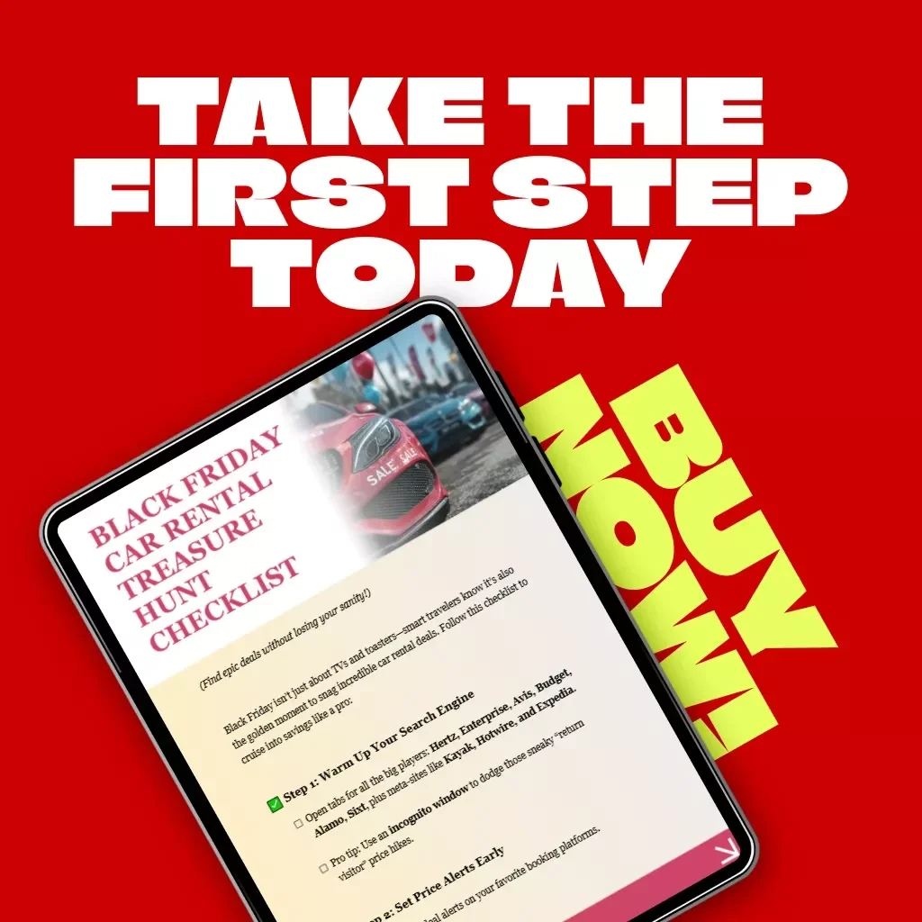 Black Friday Car Rental Treasure Hunt Checklist | Digital Download for Smart Travelers | How to Find Car Rentals Black Friday Deals Like a Pro