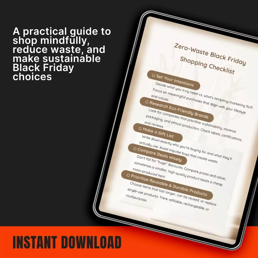 Zero-Waste Black Friday Shopping Checklist | Sustainable Holiday Shopping Guide | Eco-Friendly Digital Download for Conscious Consumers