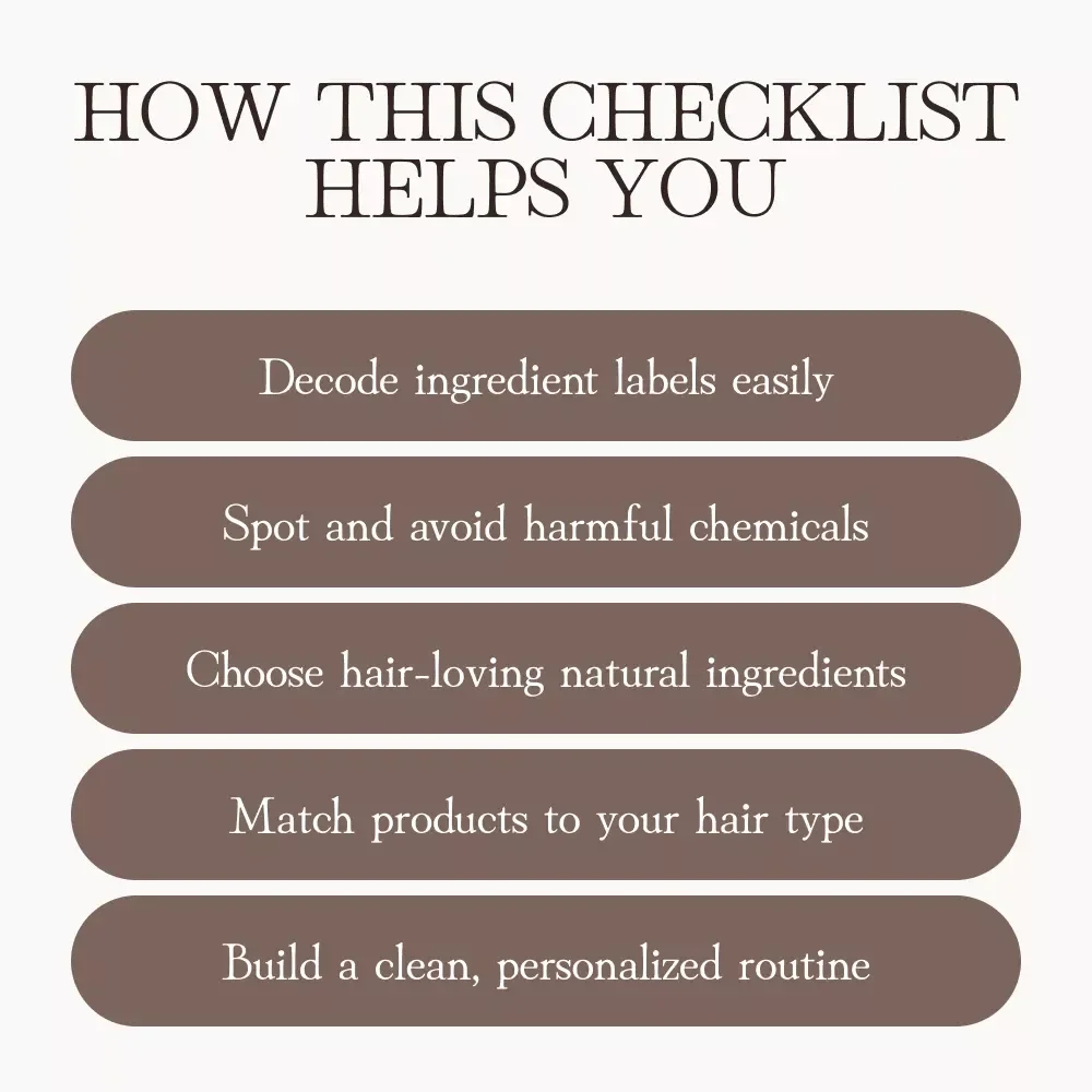 The “Glow-From-Root-to-Tip” Hair Care Checklist | Clean Beauty Guide for Choosing Hair Care Products with Clean Ingredients | Printable Digital Download for Conscious Hair Lovers