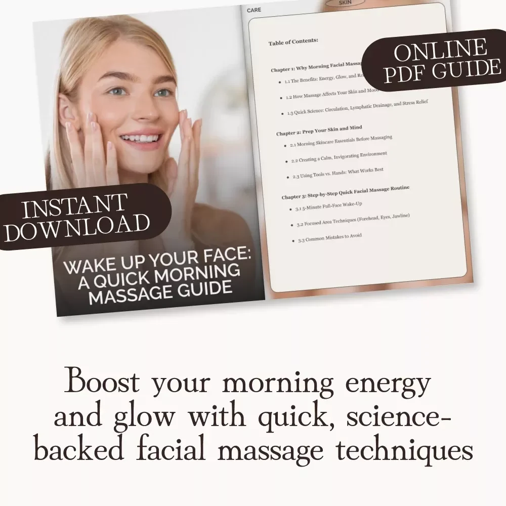 Wake Up Your Face: A Quick Morning Massage Guide | How to Perform a Quick Facial Massage in the Morning for Radiant, Energized Skin | Digital Self-Care eBook & Skincare Routine Download
