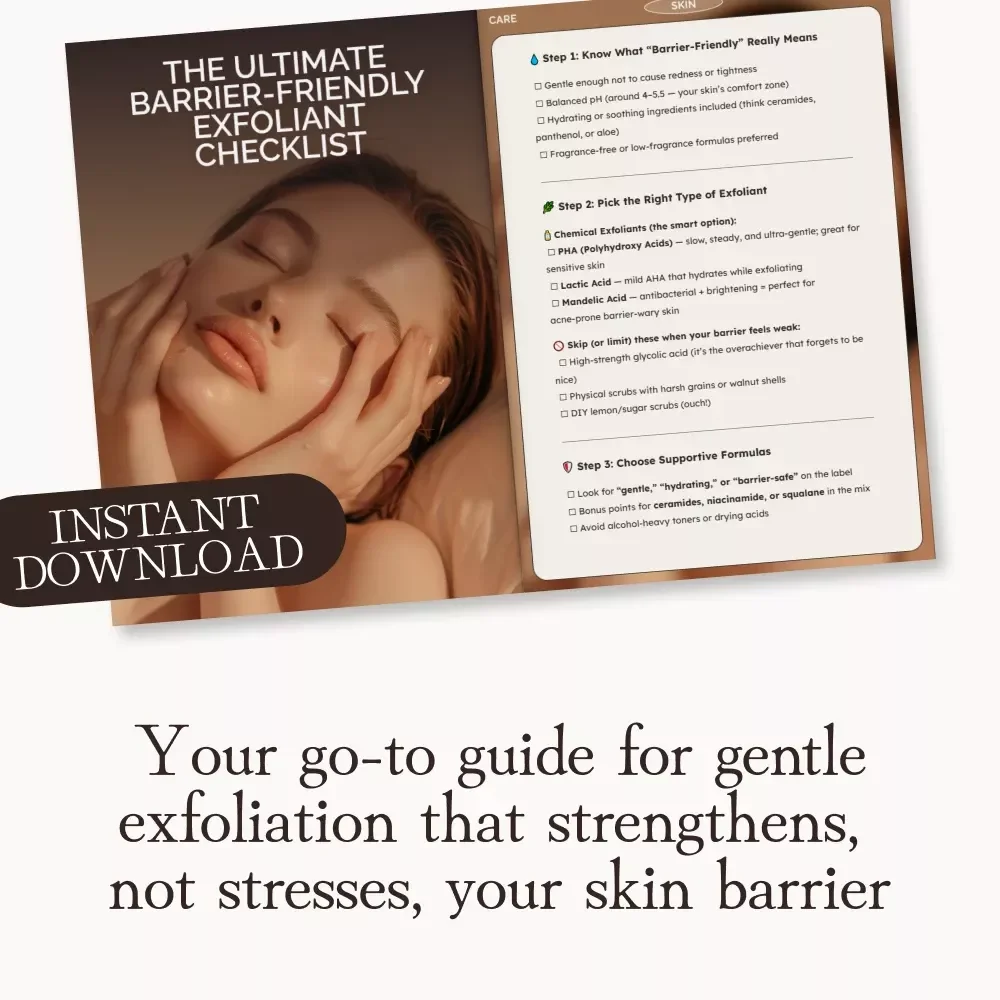 The Ultimate Barrier-Friendly Exfoliant Checklist ✨ | Digital Skincare Guide for Healthy, Glowing Skin | What Are Barrier-Friendly Exfoliants Printable PDF