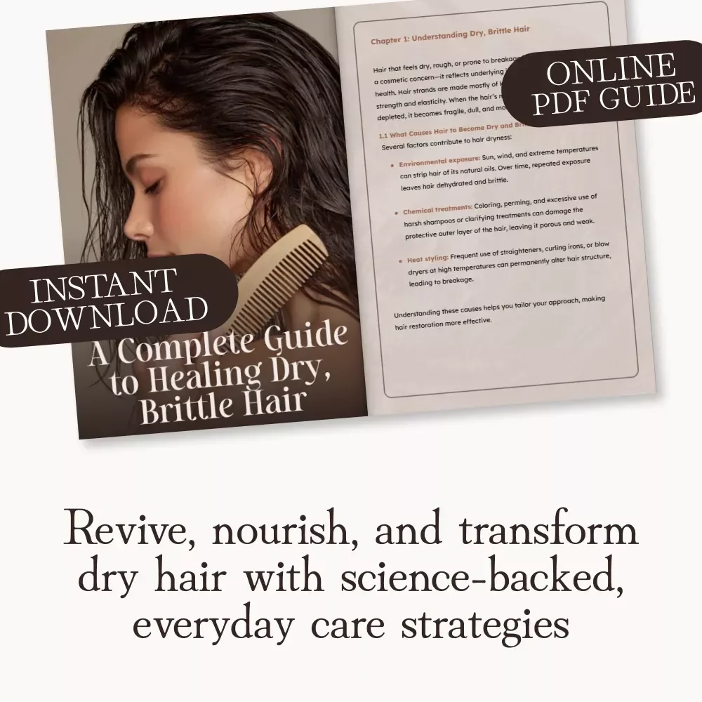 A Complete Guide to Healing Dry, Brittle Hair | Digital eBook on How to Address Dry Brittle Hair | Instant Download Self-Care & Hair Repair Manual