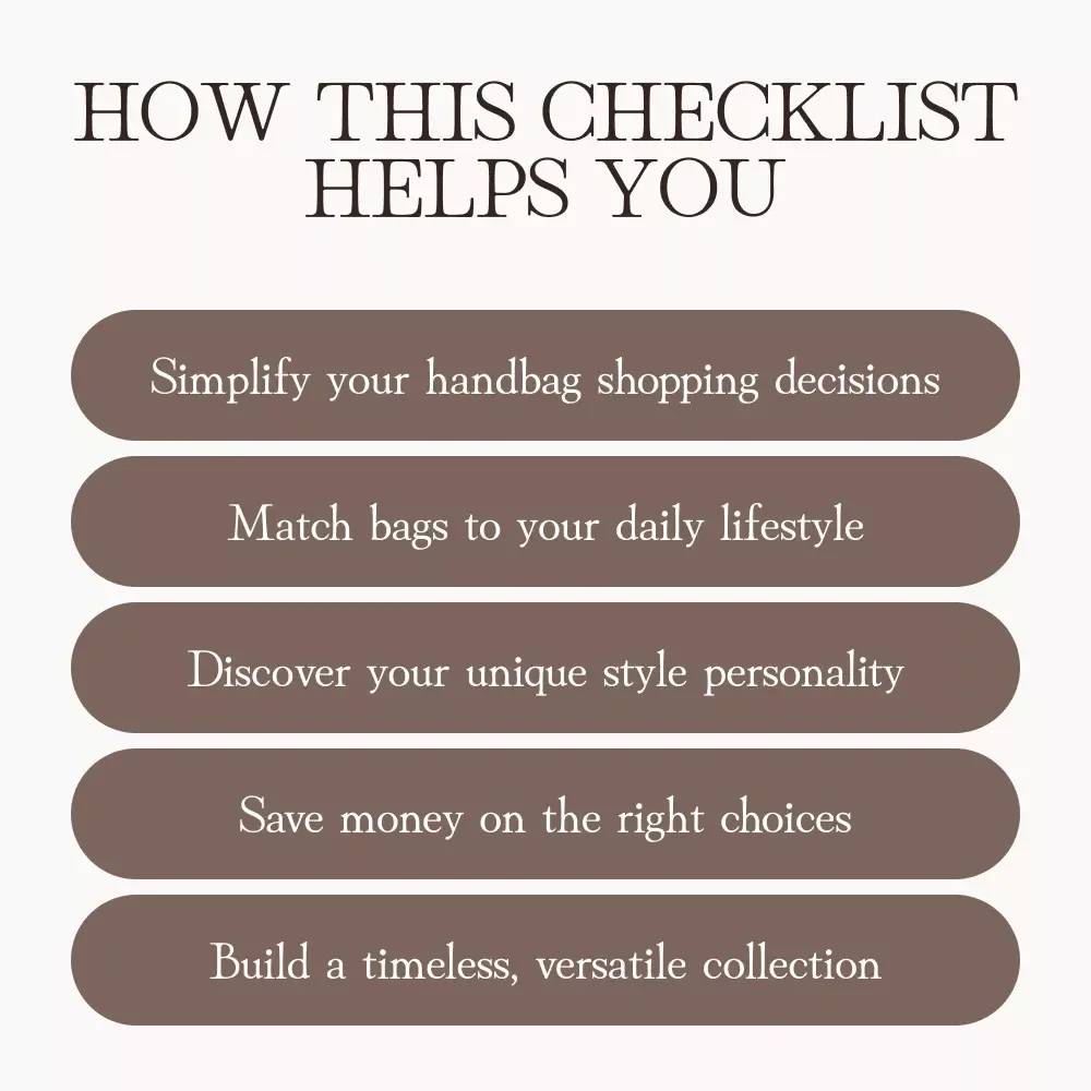 The Perfect Handbag Match Checklist | Printable Digital Download | Find Your Ideal Handbag Style, Size & Color | Fashion Accessory Guide for Women