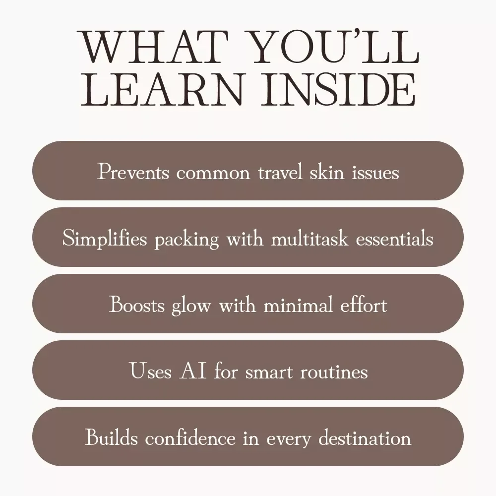 Travel Glow Routine | Digital Guide on How to Build a Travel Skincare Routine for Radiant Skin on the Go | Minimalist Skincare Tips, AI-Powered Travel Hacks & Packing Checklist