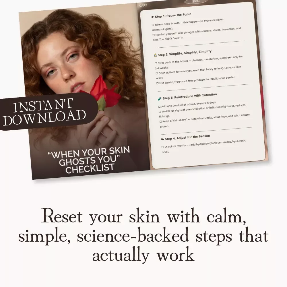“When Your Skin Ghosts You” Checklist | What to Do When Your Skin Stops Responding to Products | Digital Skincare Reset Guide for Glowing Skin