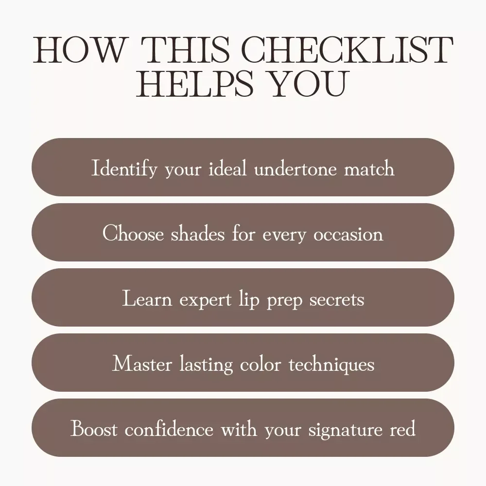 A Fun Checklist for Every Skin Tone | Best Red Lipstick Shades for Every Skin Tone | Printable Beauty Guide for Makeup Lovers
