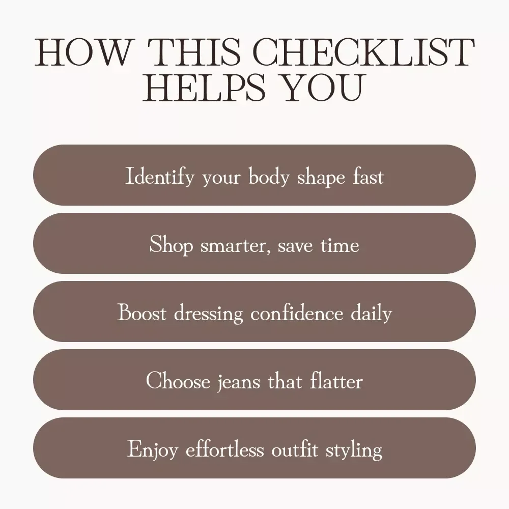 Find Your Perfect Fit Jeans Checklist | Digital Download Guide for Body Types | Denim Fit & Style eBook for Women | Jeans Shopping Made Easy