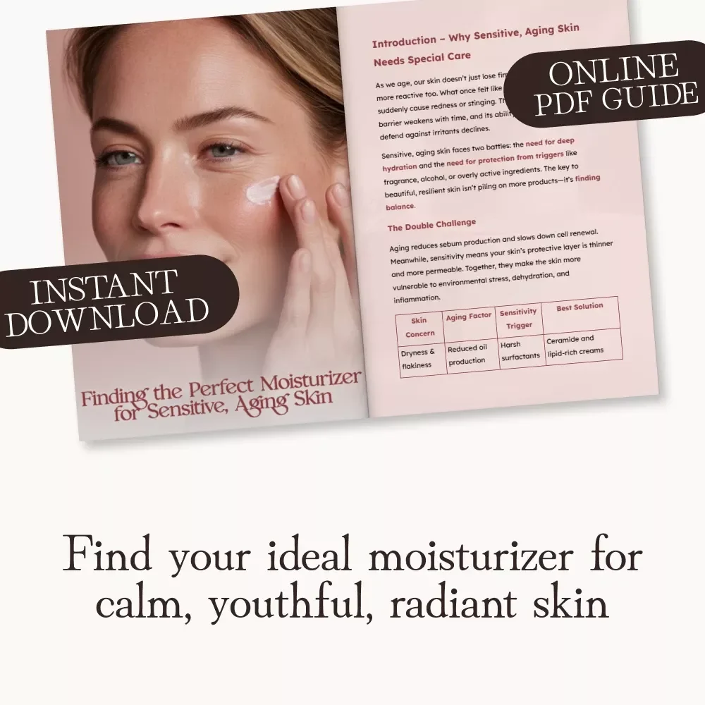 Finding the Perfect Moisturizer for Sensitive, Aging Skin | Ultimate Guide on How to Choose Moisturizer for Sensitive Aging Skin | Skincare eBook for Mature, Delicate Complexions | Digital Download