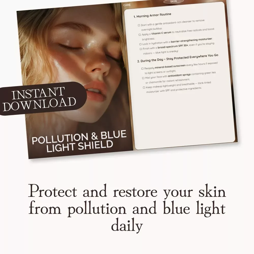 Pollution & Blue Light Shield Checklist | Ultimate Digital Guide to How to Protect Skin from Pollution and Blue Light | Skincare Routine eBook for Glowing, Protected Skin