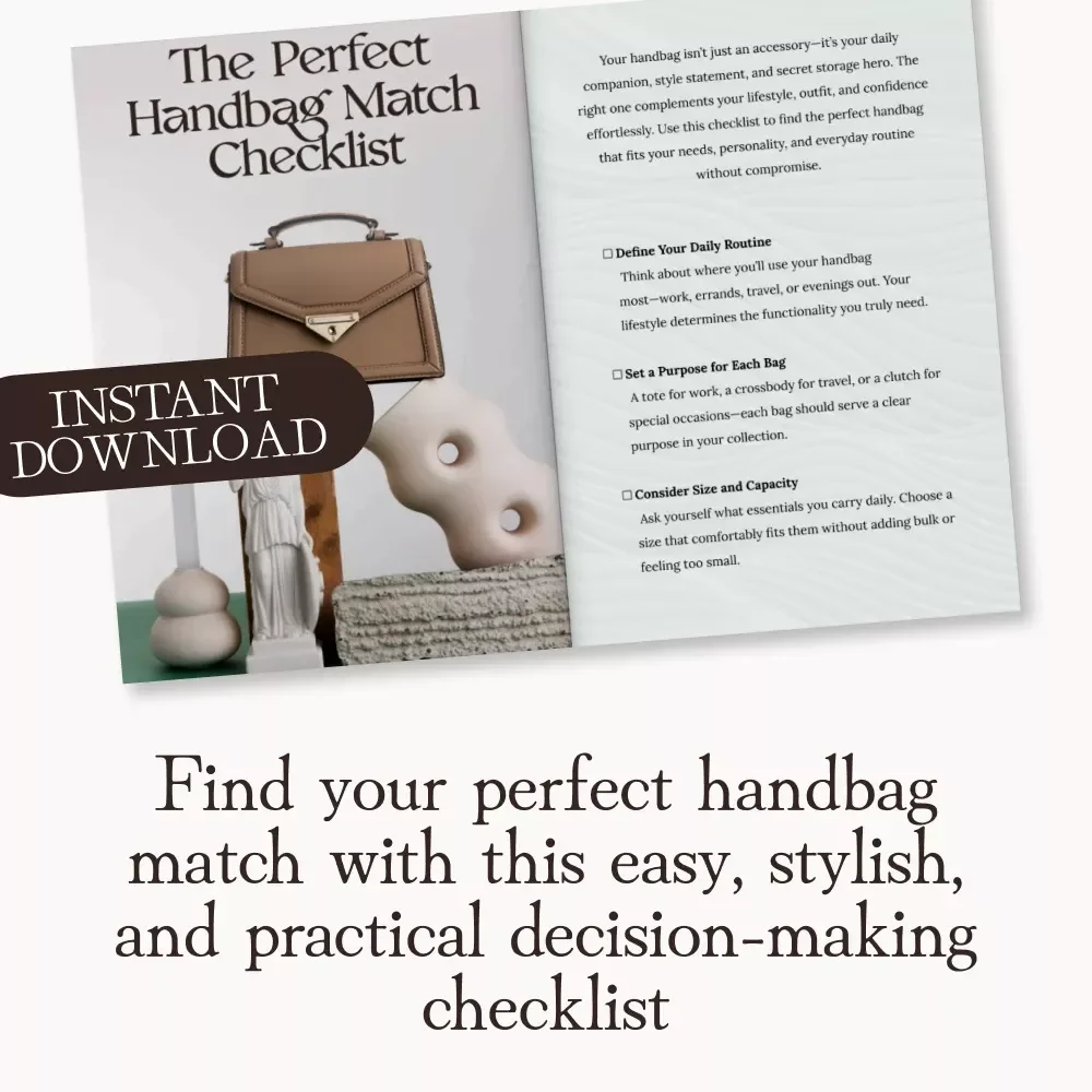 The Perfect Handbag Match Checklist | Printable Digital Download | Find Your Ideal Handbag Style, Size & Color | Fashion Accessory Guide for Women