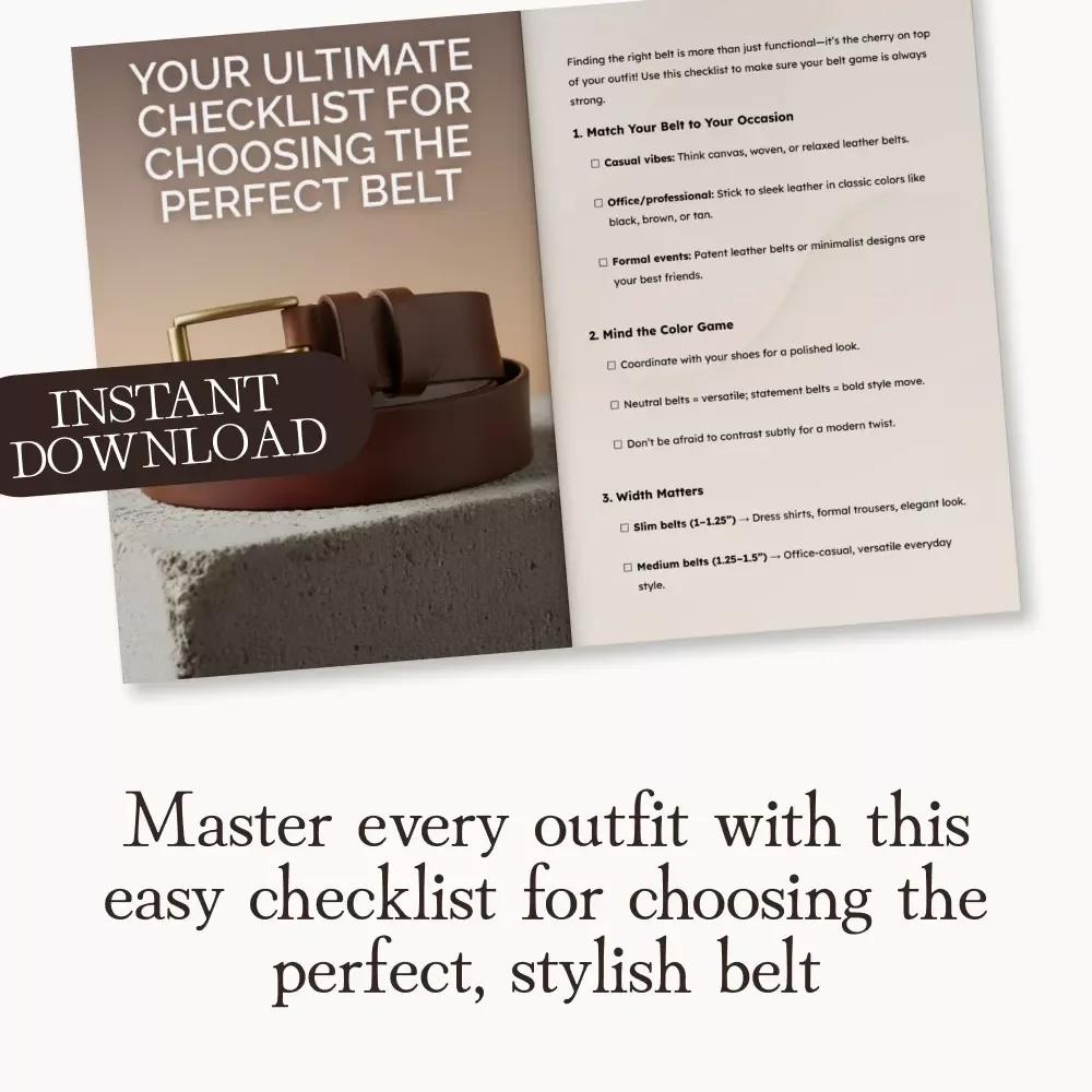Your Ultimate Checklist for Choosing the Perfect Belt | Printable Fashion Style Guide, Digital Download, Men’s & Women’s Belt Styling Tips, Outfit Accessory eBook