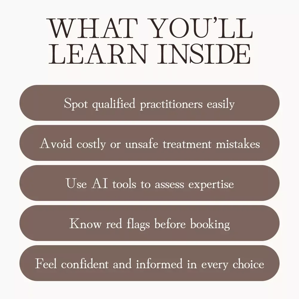 How to Find a Qualified Aesthetic Practitioner | Digital Guide for Choosing the Best Cosmetic Expert | eBook on Vetting Safe & Professional Aesthetic Providers