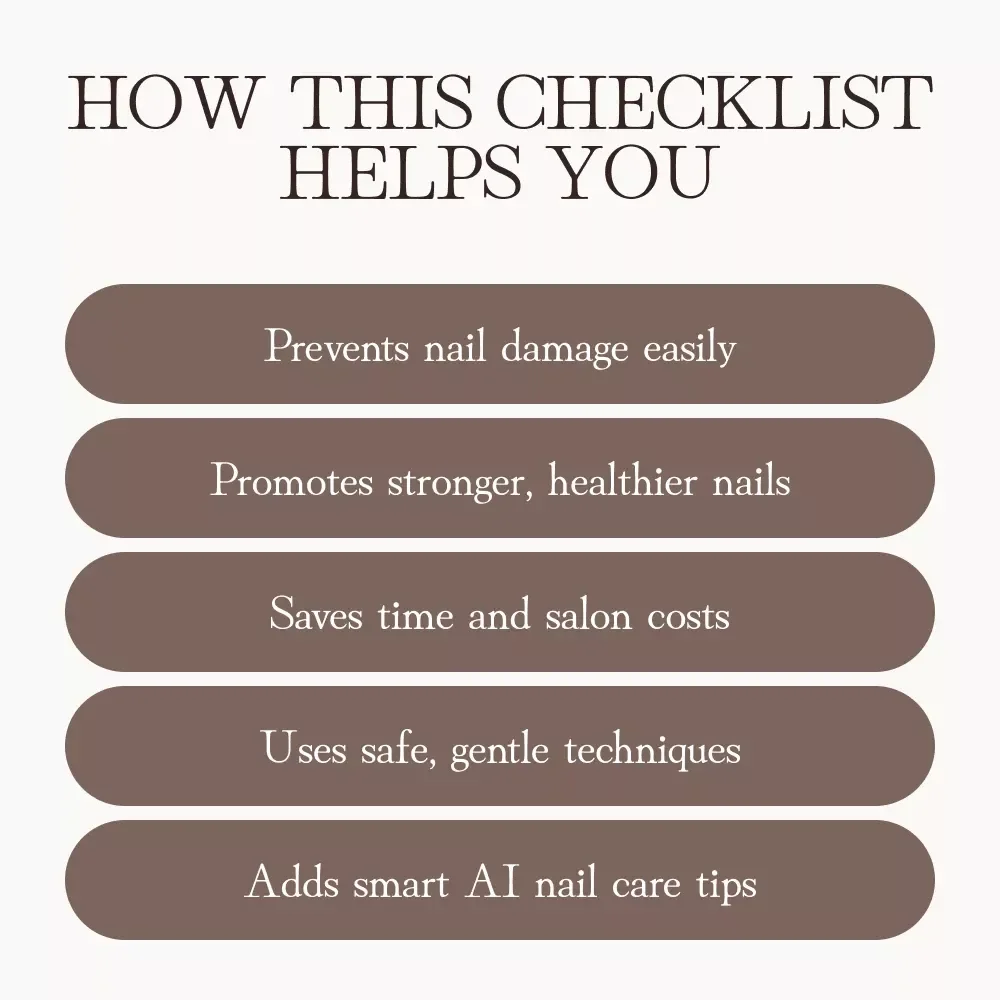 Gel Polish Removal Made Safe & Easy | Printable Nail Care Checklist | How to Remove Gel Polish Safely at Home | DIY Nail Removal Guide for Healthy Nails