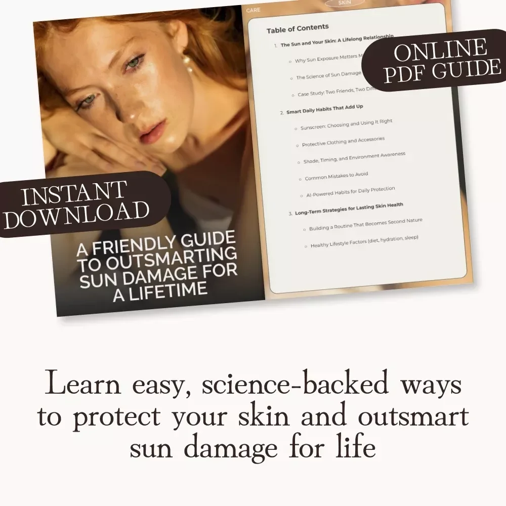 A Friendly Guide to Outsmarting Sun Damage for a Lifetime | Digital Sun Safety Guide | Tips for Avoiding Sun Damage Over Many Years | Skincare Protection eBook Download