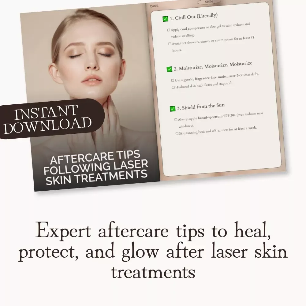 Aftercare Tips Following Laser Skin Treatments | Printable Skincare Recovery Checklist | Post-Laser Healing Guide for Glowing Results