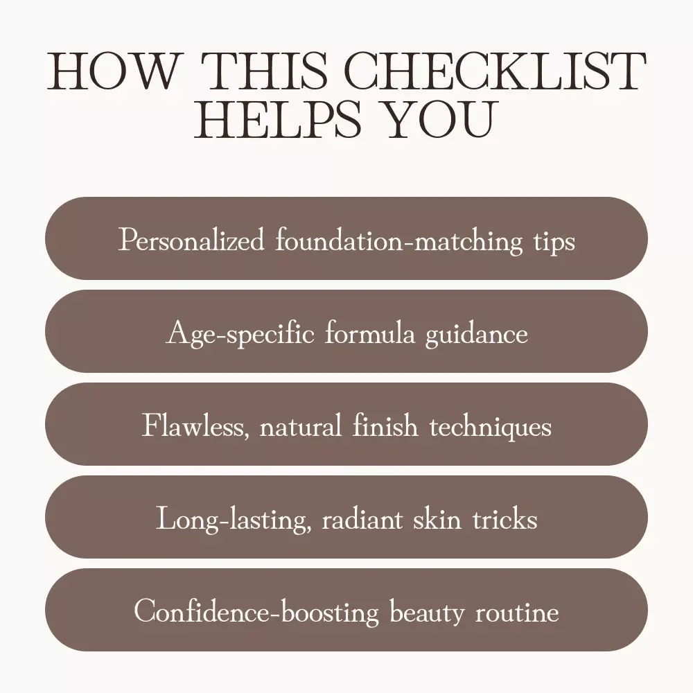 The Ageless Foundation Finder | Printable Beauty Checklist | Digital Download | How to Choose the Right Foundation for Your Age | Makeup Routine Guide for Every Skin Type and Age