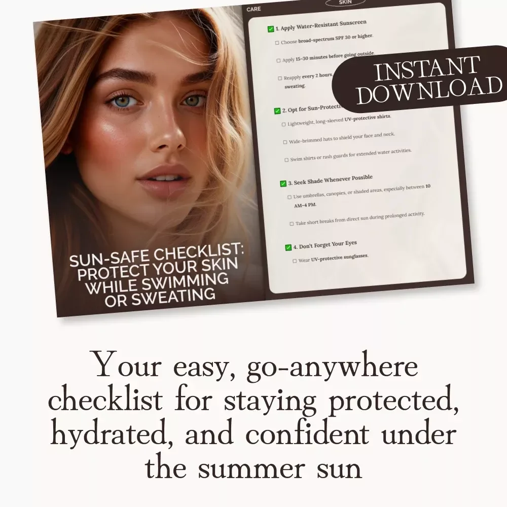 Sun-Safe Checklist: Protect Your Skin While Swimming or Sweating | Printable Guide for Swimmers & Outdoor Enthusiasts | Tips for Sun Protection When Swimming or Sweating | Instant Digital Download