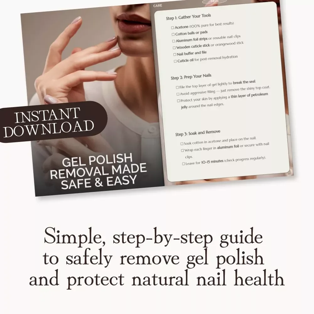 Gel Polish Removal Made Safe & Easy | Printable Nail Care Checklist | How to Remove Gel Polish Safely at Home | DIY Nail Removal Guide for Healthy Nails