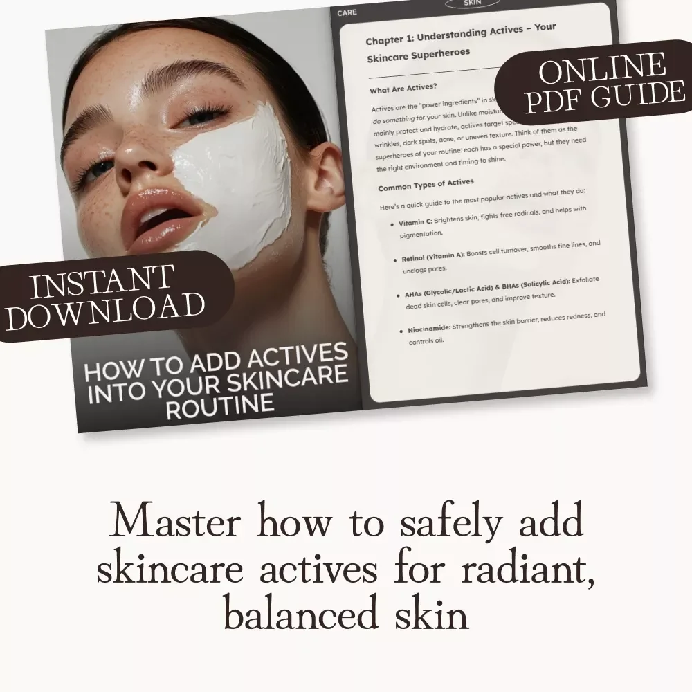 How to Add Actives into Your Skincare Routine – Digital Skincare Guide for Glowing Skin | Step-by-Step eBook on Using Vitamin C, Retinol, AHAs/BHAs & Niacinamide