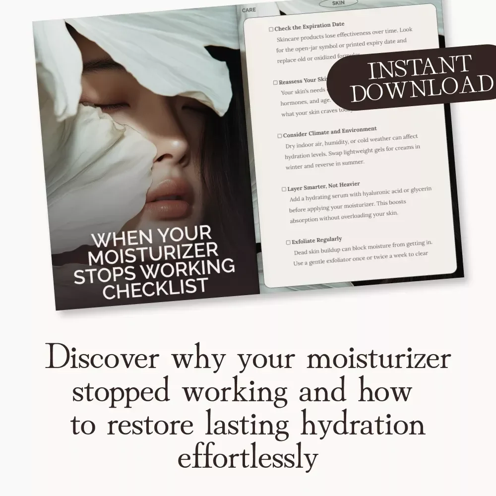 When Your Moisturizer Stops Working Checklist | Skincare Routine Fix | Digital Download Guide for Dry or Dehydrated Skin | what to do when moisturizer doesn’t work anymore