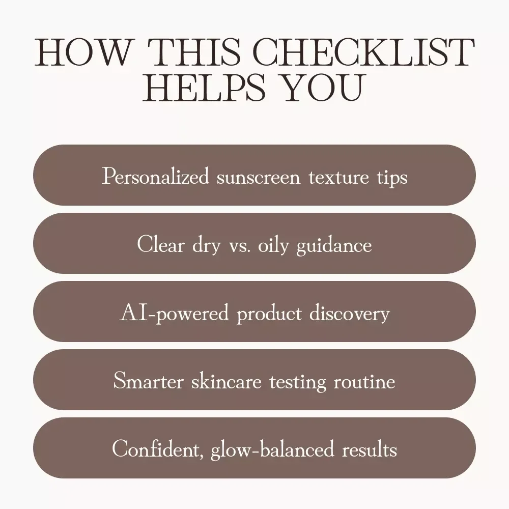 The Sunscreen Texture Checklist for Dry & Oily Skin | Ultimate Guide to Finding the Best Sunscreen Texture for Dry vs Oily Skin | Hydrating, Matte, & AI-Enhanced Skincare Download
