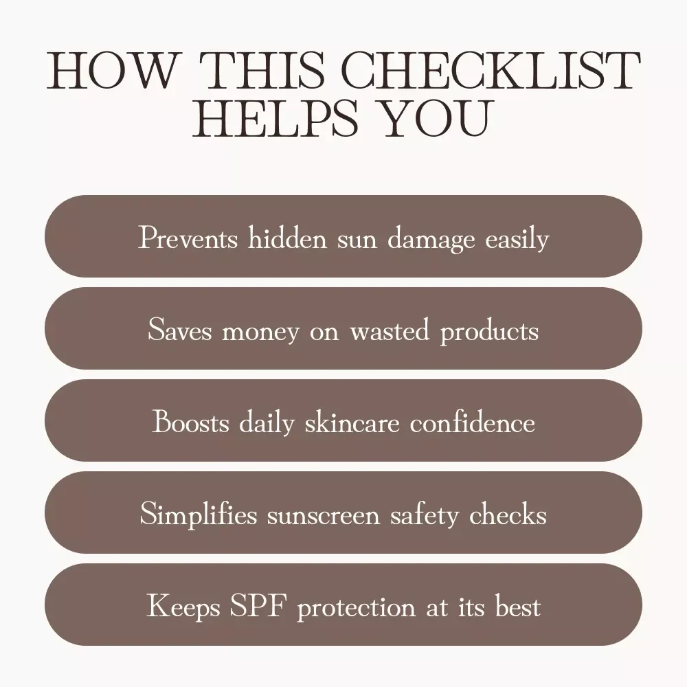 The Sunscreen Check-Up | Printable Skincare Checklist | How to Know If Your Sunscreen Is Still Effective | Summer SPF Expiration & Freshness Guide