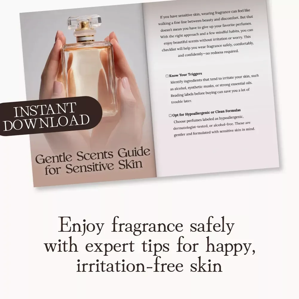 Gentle Scents Guide for Sensitive Skin | Digital Checklist for How to Wear Fragrance with Sensitive Skin | Hypoallergenic Perfume Tips & Safe Scent Habits