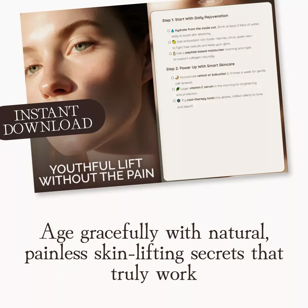 Youthful Lift Without the Pain | Printable Skincare Checklist for Natural Firming & Glow | how to treat sagging skin non-invasively | Anti-Aging Daily Routine Guide