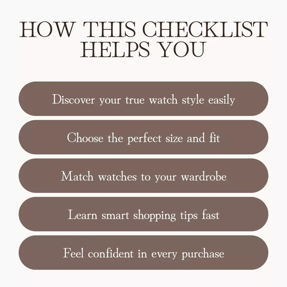 Your Easy Checklist for Picking the Perfect Watch | Digital Download Guide, eBook, and Printable Style Checklist for Choosing the Right Watch, Fashion Accessories & Smartwatch Style Tips