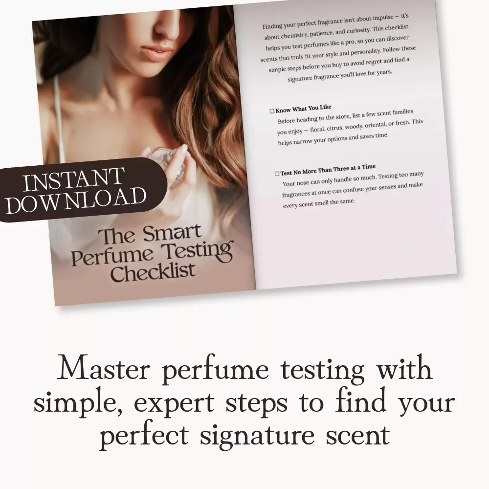 The Smart Perfume Testing Checklist | Printable Fragrance Testing Guide | Digital Download for Perfume Lovers & Beginners | Find Your Signature Scent with Confidence