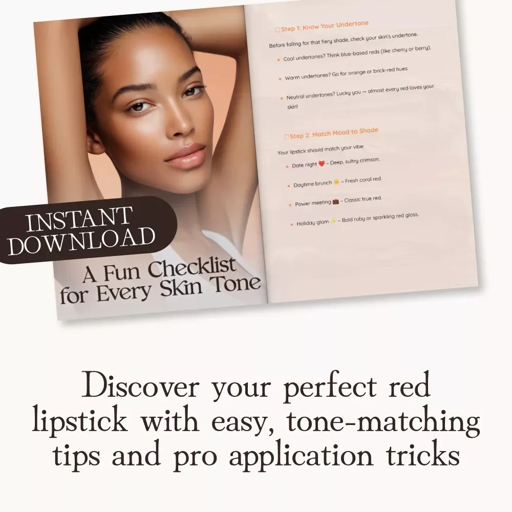 A Fun Checklist for Every Skin Tone | Best Red Lipstick Shades for Every Skin Tone | Printable Beauty Guide for Makeup Lovers
