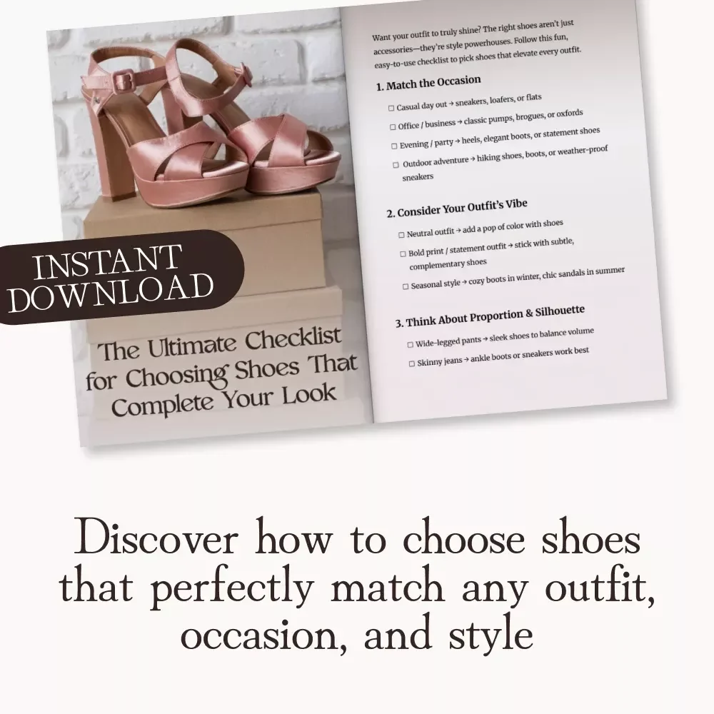The Ultimate Checklist for Choosing Shoes That Complete Your Look | Digital Style Guide | Fashion eBook | Shoe Matching Tips | Outfit Styling Printable Download