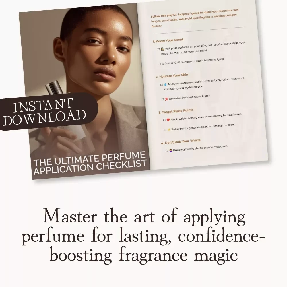 The Ultimate Perfume Application Checklist | Printable Guide for How to Apply Perfume Correctly, Fragrance Tips, Pulse Points, and Long-Lasting Scent Secrets